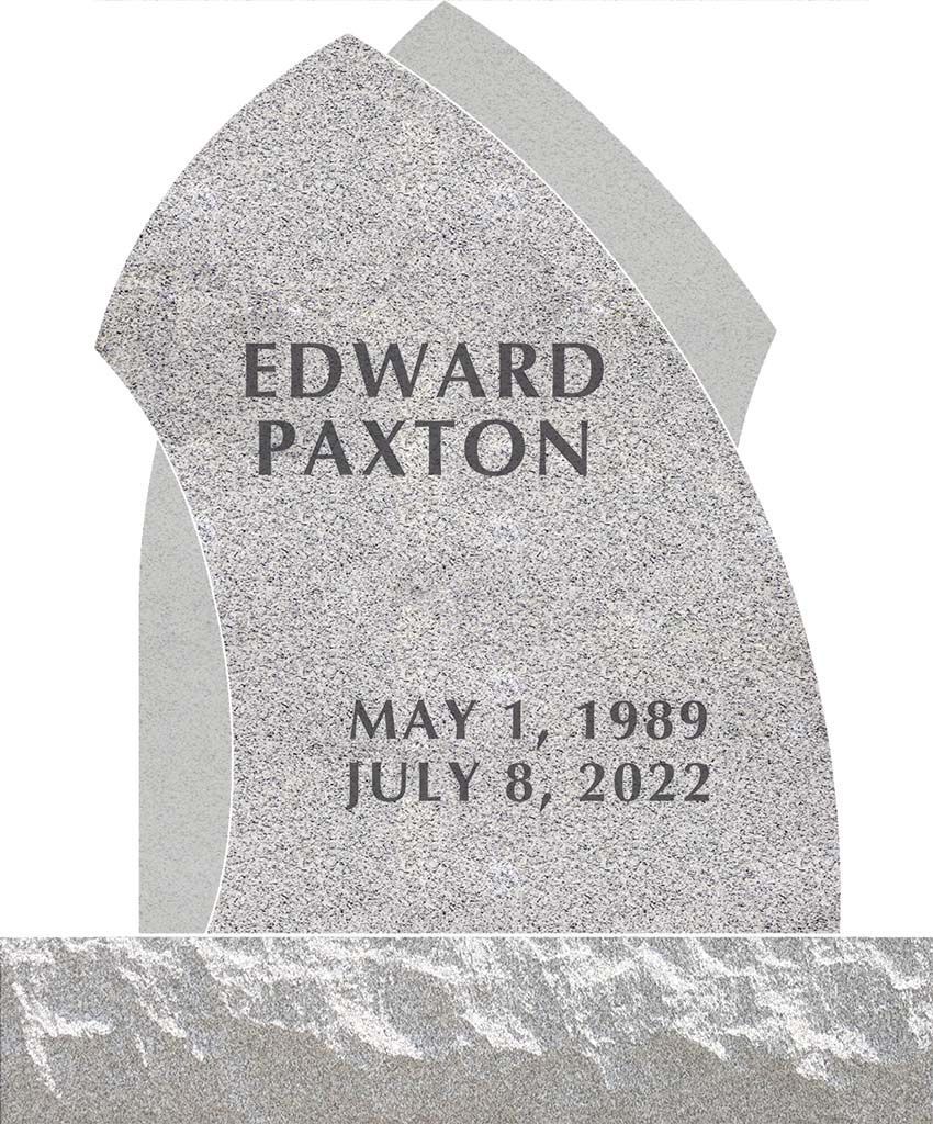 Gravestone engraved “EDWARD PAXTON” with dates May 1, 1949 and July 8, 2022.