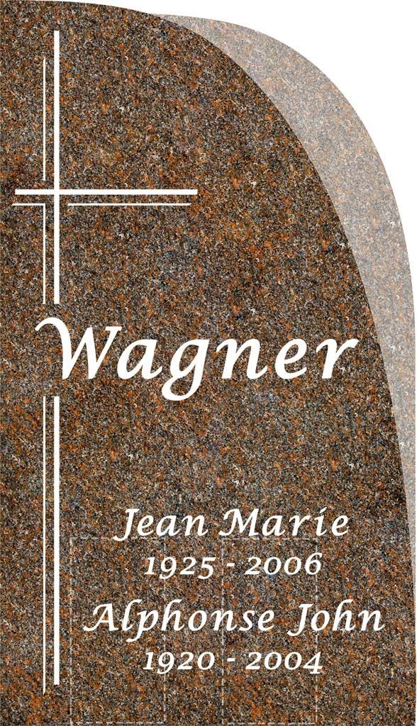 Wagner gravestone with cross, listing Jean Marie 1925–2006 and Alphonse John 1920–2004