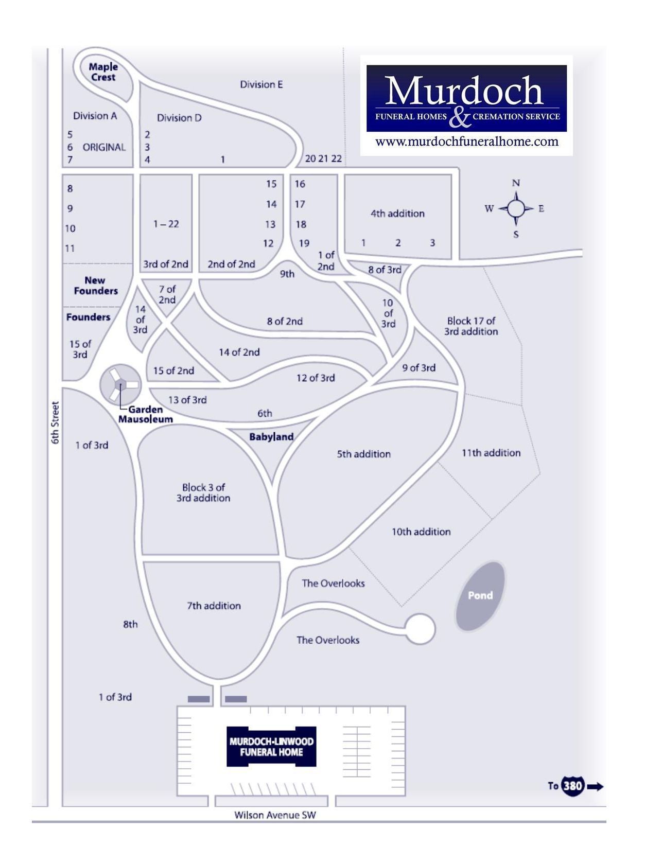 A black and white map of murdoch cemetery