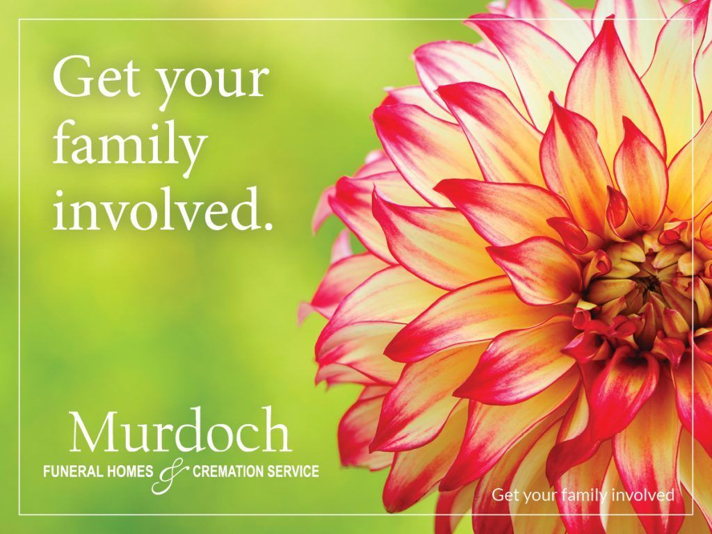 A picture of a flower with the words `` get your family involved . ''