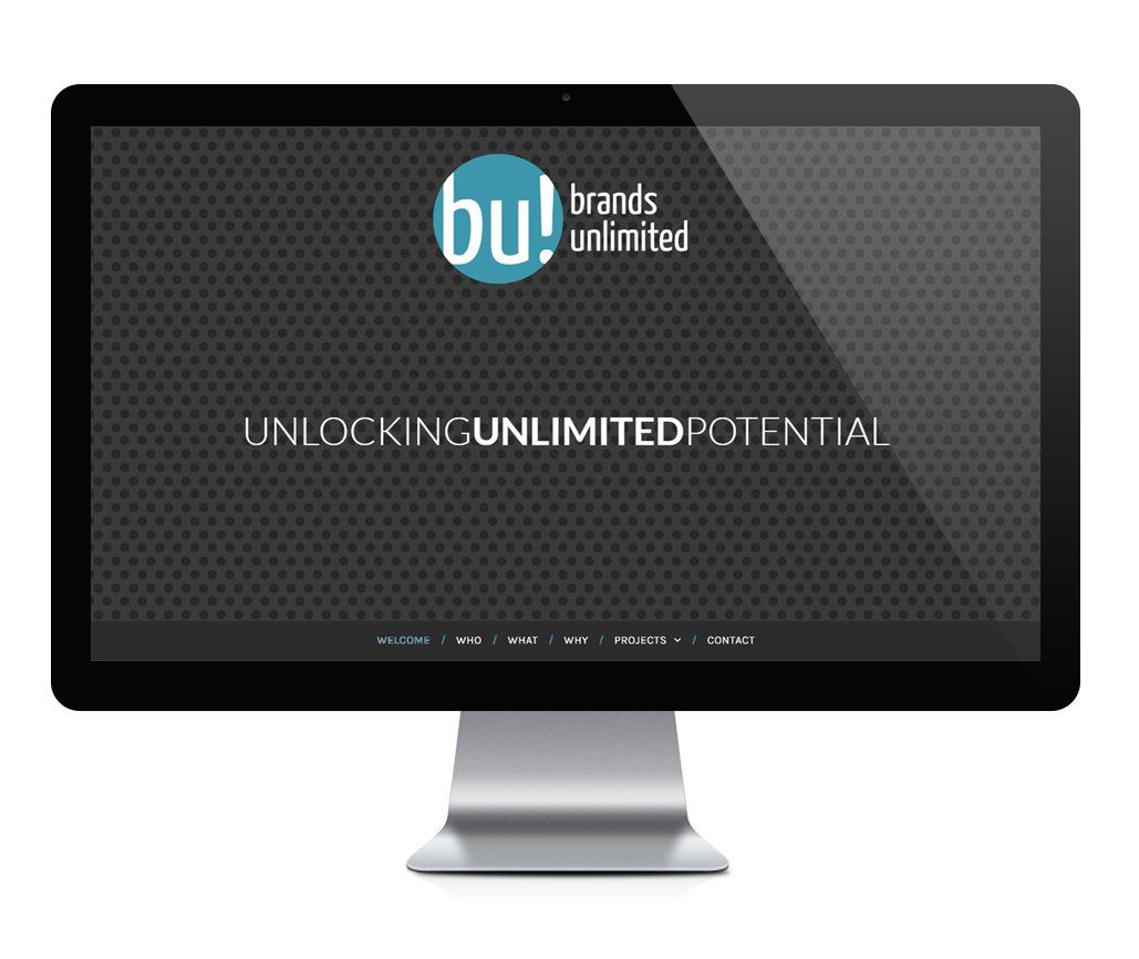 A computer monitor displaying a website for brands unlimited