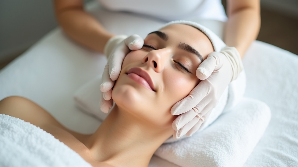 Een vrouw krijgt een gezichtsbehandeling in een spa.