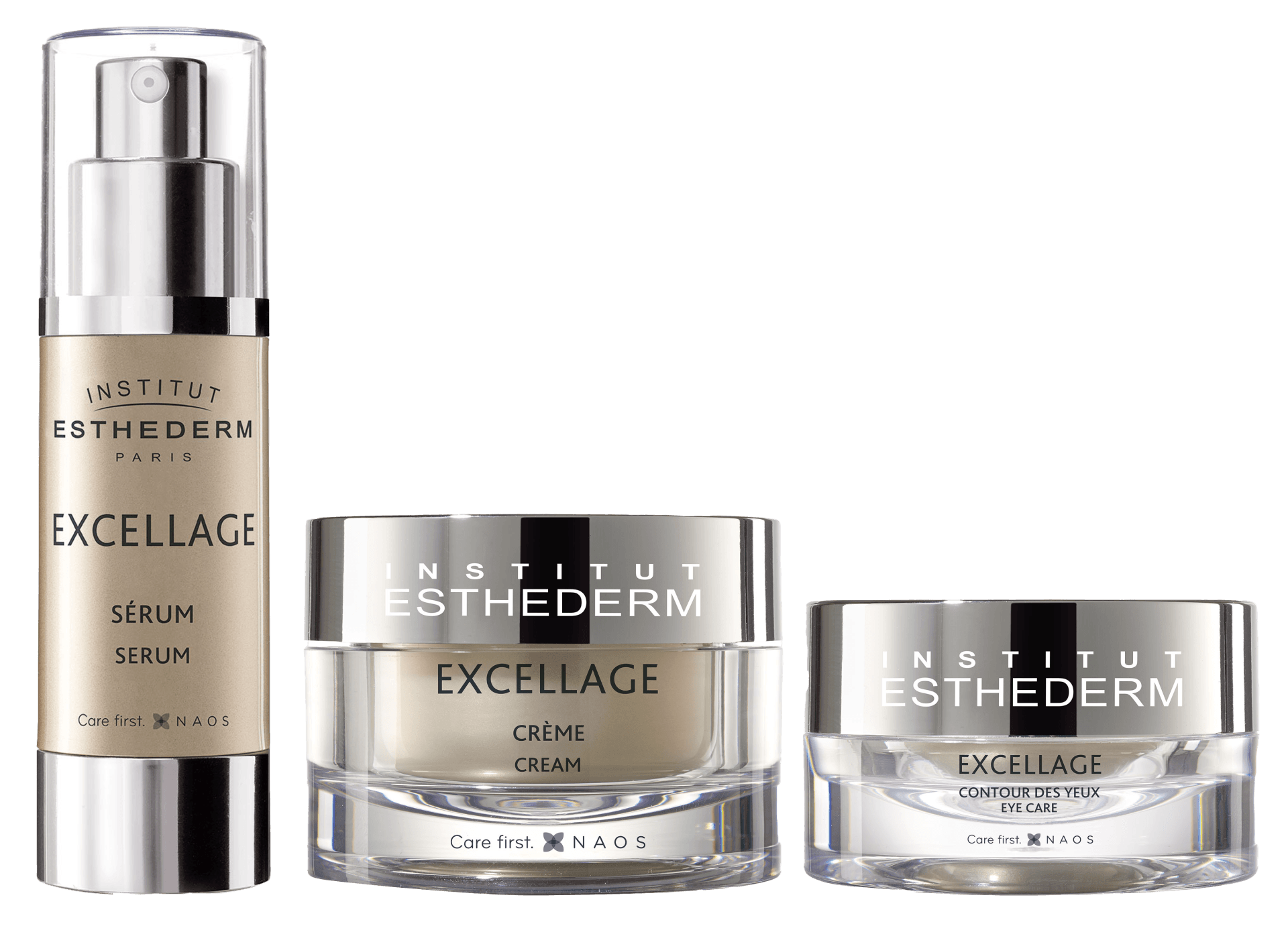 Drie flessen excellage van institut esthederm
