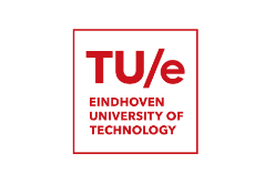 Het logo van de technische universiteit tu/e eindhoven is rood en wit.