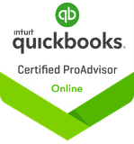 Intuit QuickBooks Certified ProAdvisor Online badge: green and white logo.