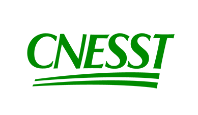 Le logo de la Cnesst est vert et blanc sur fond blanc.
