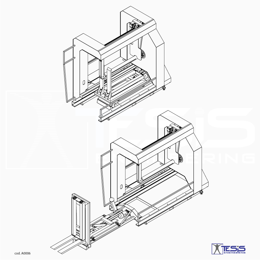 Roll winding machine with extractor and palletizer