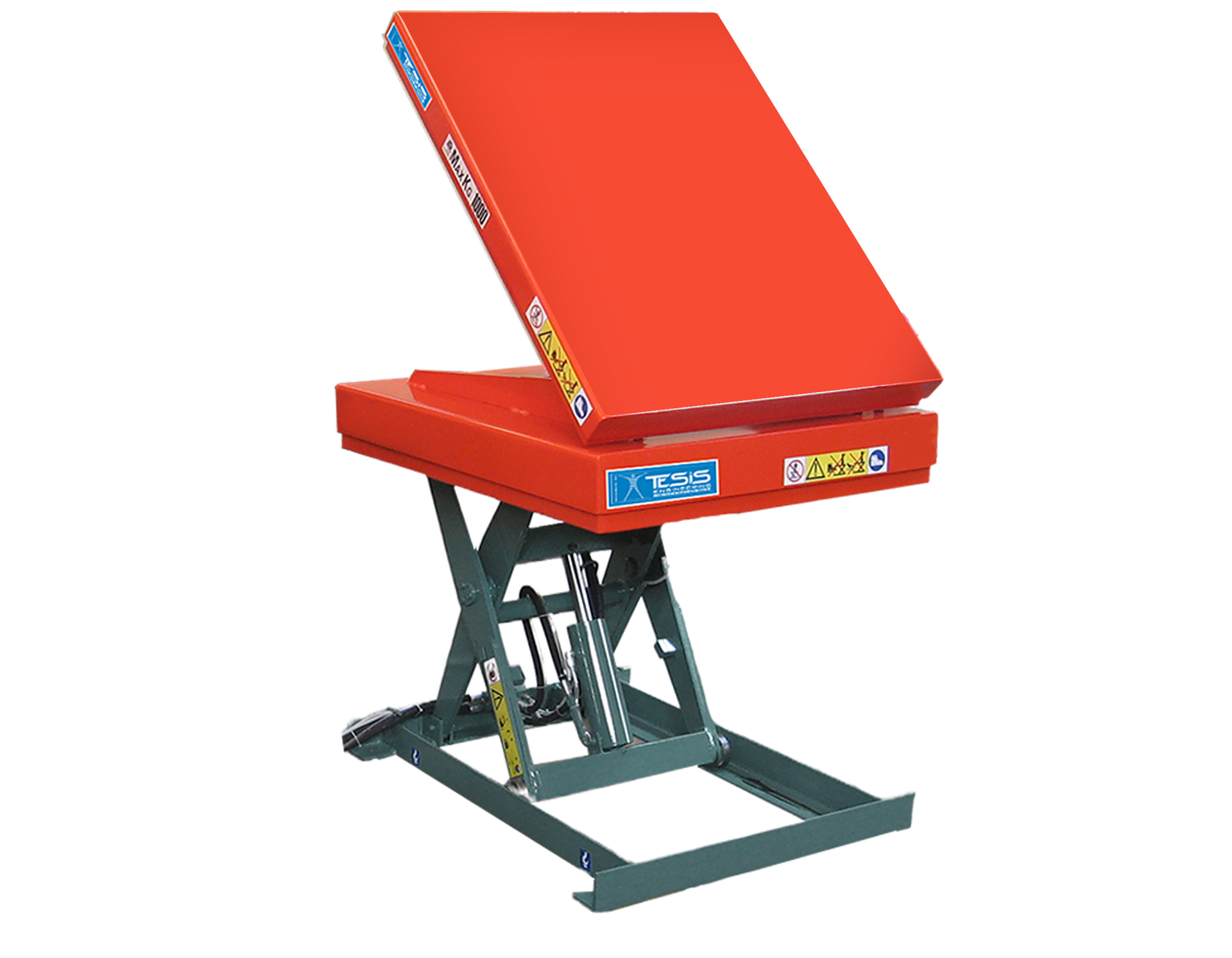 Lifting platform with tilting table, tilt and lift scissor table