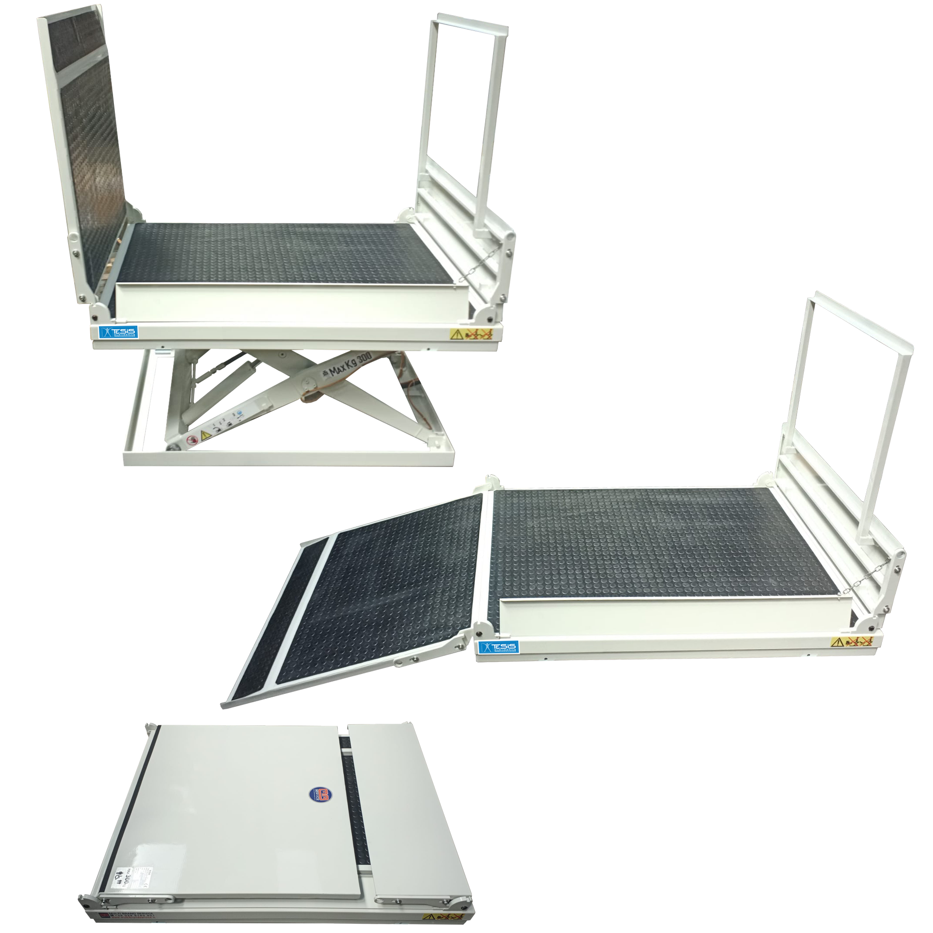 Extra-flat foldable platform lift with integrated ramp and handle for disabled access, access platform lifts, wheel-chair lift tables, access lifts