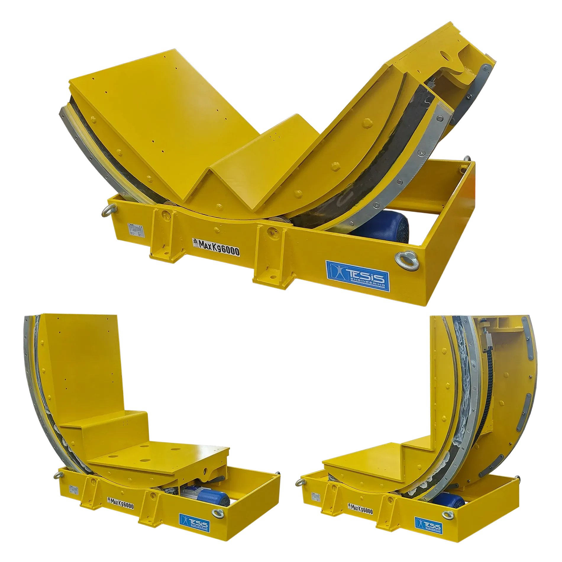 Ribaltatore a 90° elettromeccanico, ribaltatori industriali, ribaltatore per linee e automazione