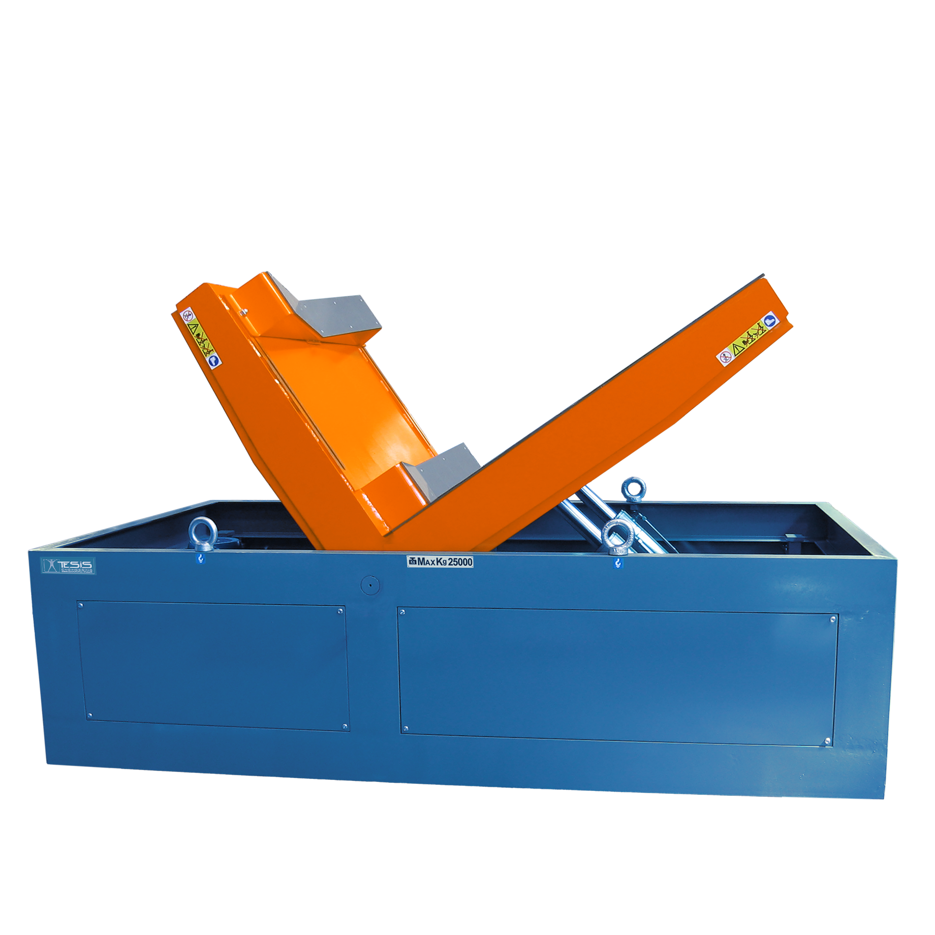Tilters, Inclinators, Tippers, Turners, Upenders, Tilt tables, Tilting platforms, Coil tilters, Reel upenders, Roll upenders, Pallet positioners, Hydraulic industrial tilters