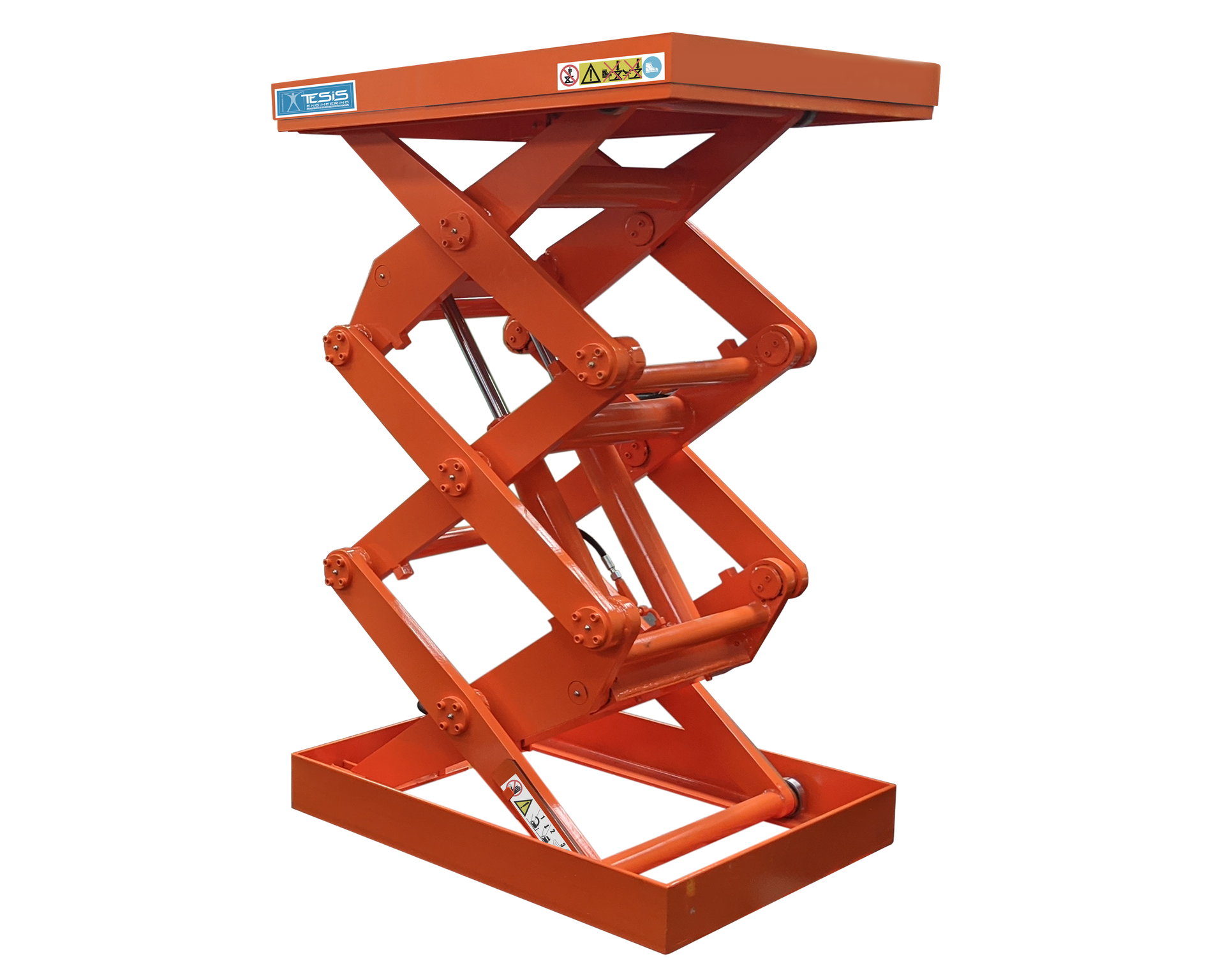 Triple pantograph lift table, triple scissor lift table, multiple height platform lift, high rise lift table, extended travel scissor lift