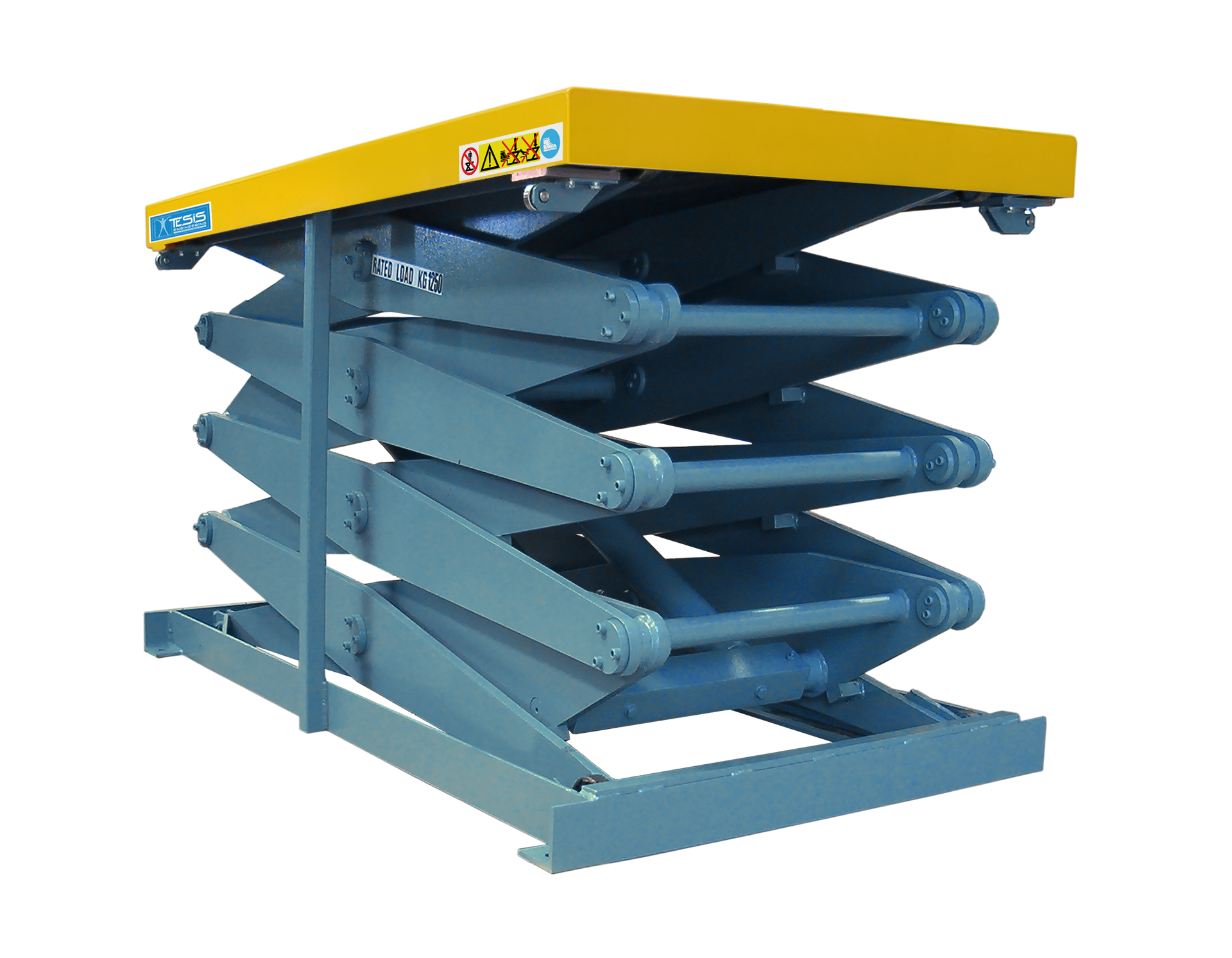 High rise lift tables, hydraulic lift tables with extended vertical travel, multiple scissor lift tables, multiple pantograph lifts