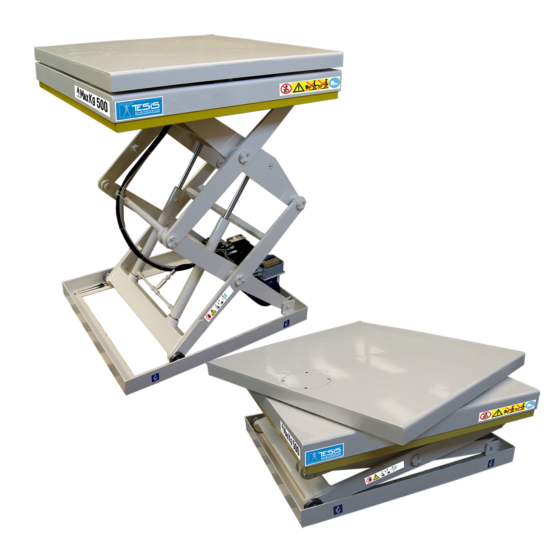 Lifting table with motorized turning top platform - lift tables with continuous rotation of the platform - turning lifting tables - turntable scissor lifts