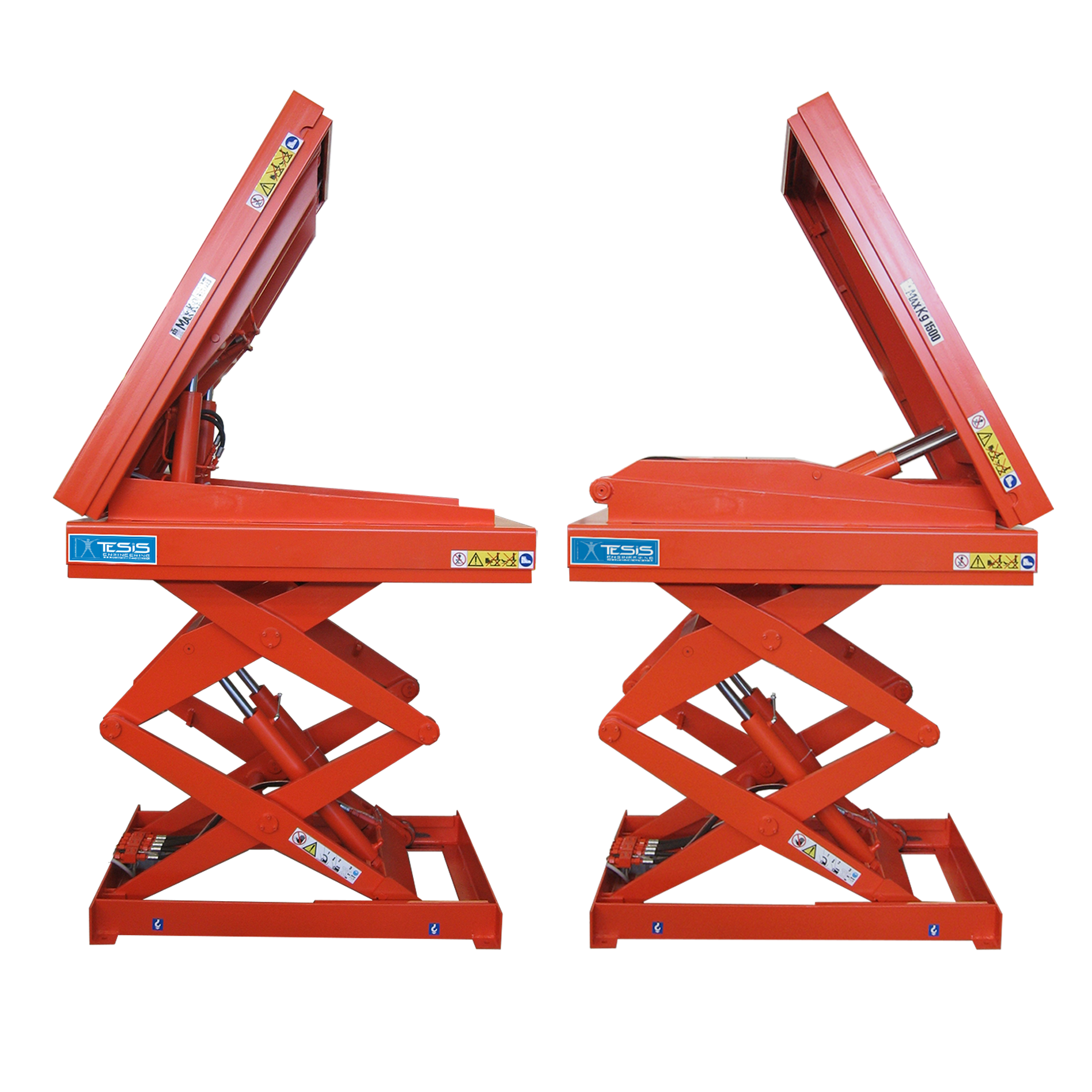 Tilt & lift table with double tilting  platform - tilting scissor lifts - scissor tipper - platform lift with tilting top
