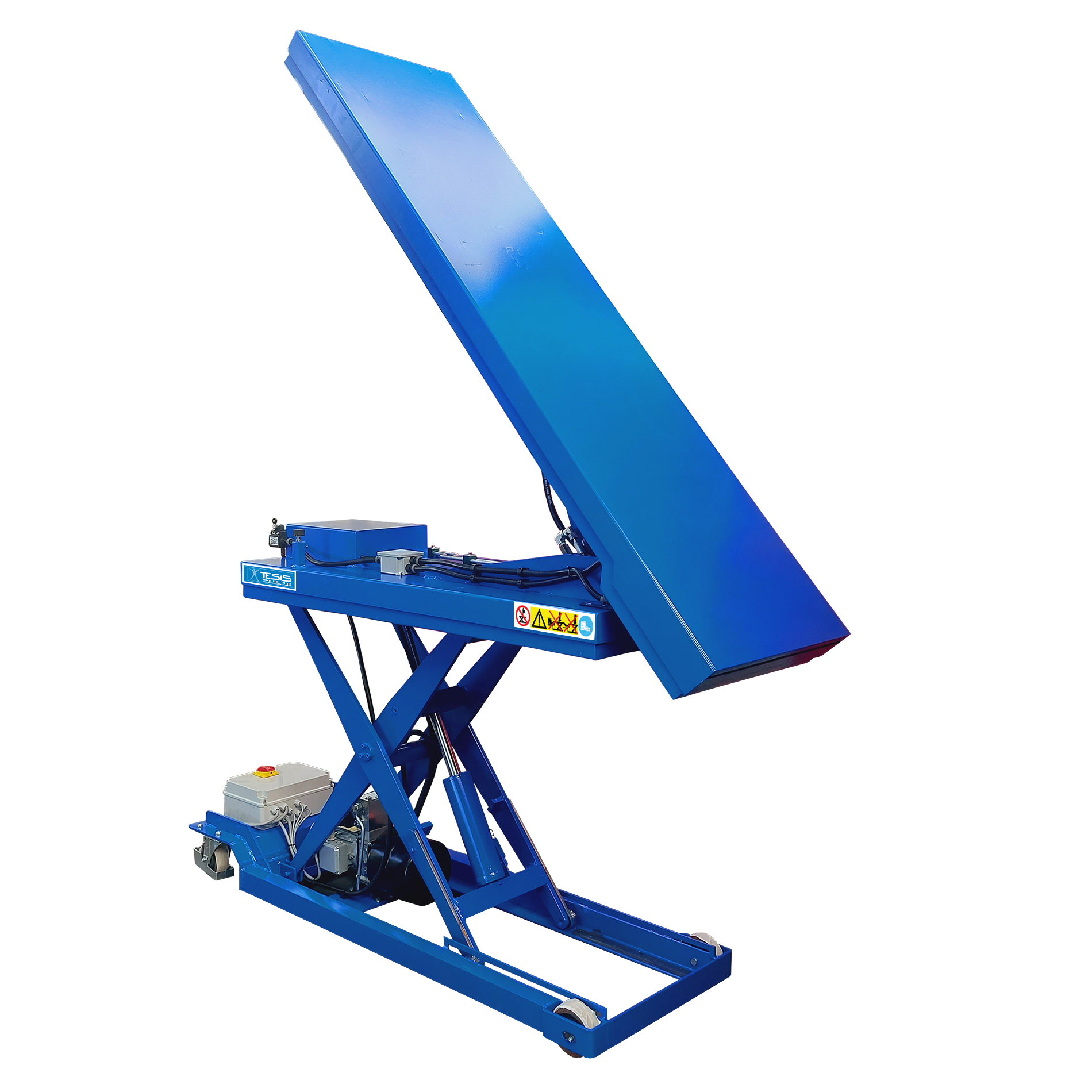 Tilting & mobile lift table on wheels for assembly lines - mobile scissor lifts - portable scissor lift tables - scissor lift platforms on wheels - tilt & lift tables