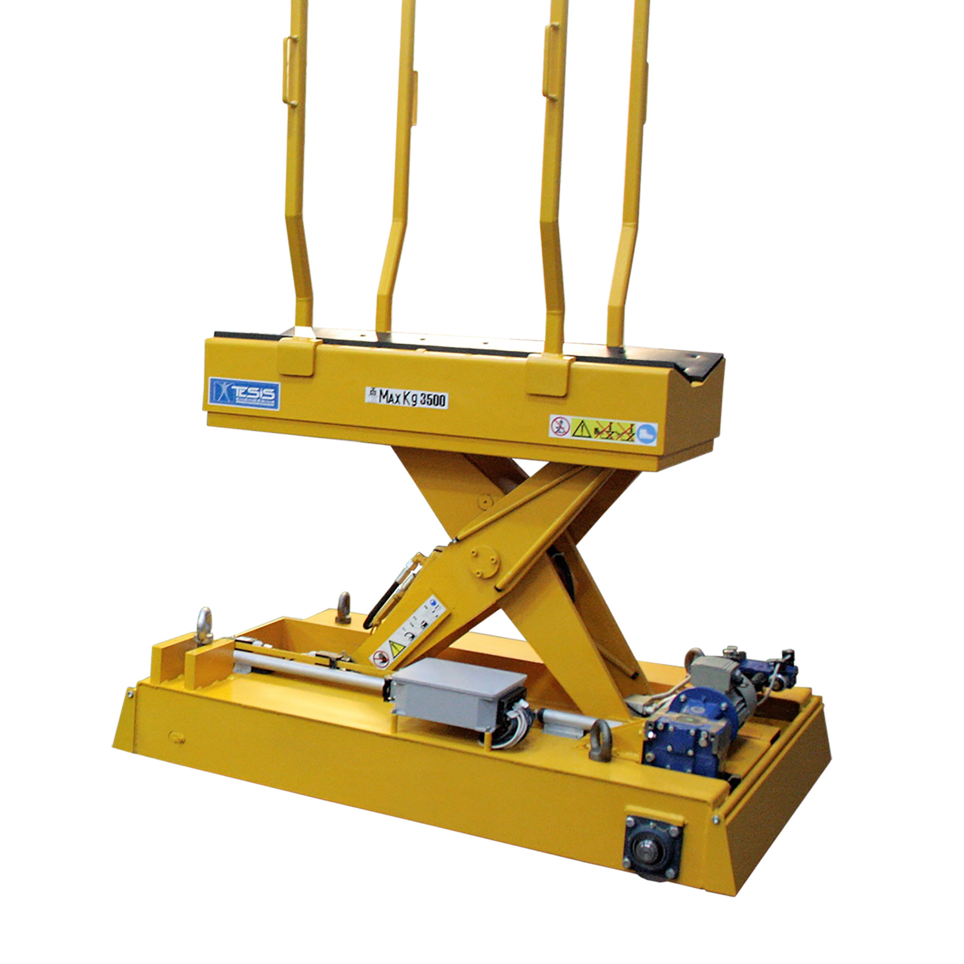 Coil handling cart, coil transfer car, coil lifting equipment, coil cradle lift table, reel handling, reel lifting, sel-propelled lift table, coil lift
