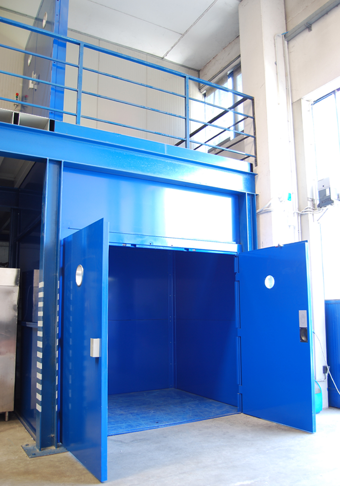 Mezzanine and multi-level storage goods platform lift, multi-level scissor lift table