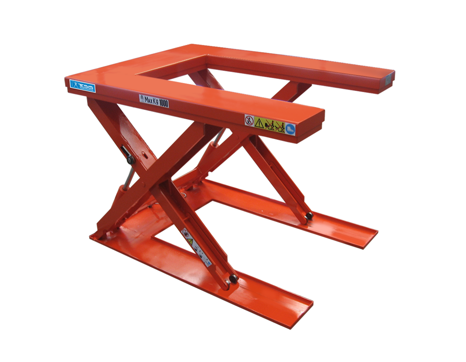 Low profile scissor lift table, u-shape pantograph platform lift