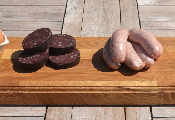 Sausages Bacon Black pudding and Eggs