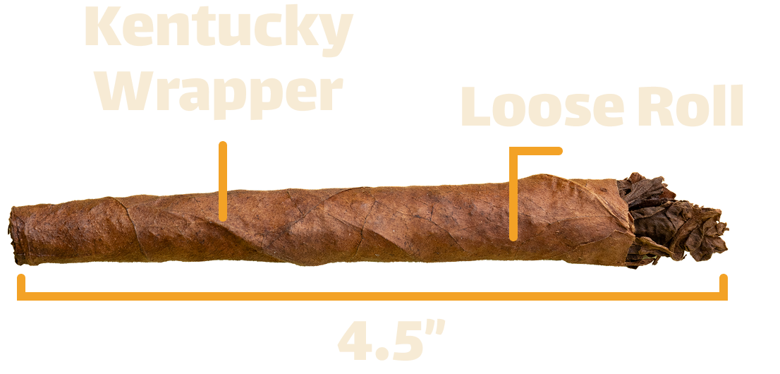 A kentucky wrapper loose roll is 4.5 inches long.