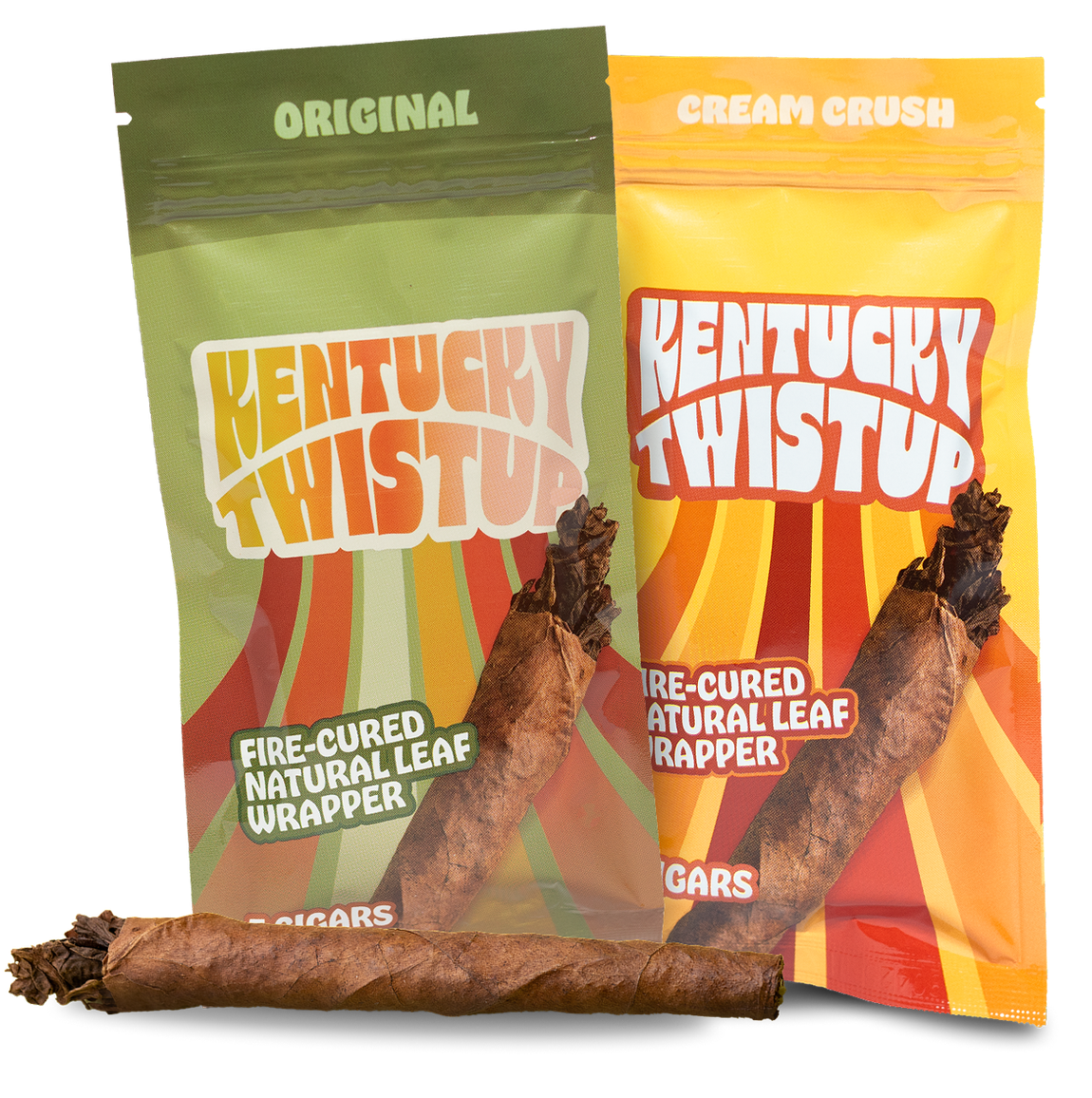 Two bags of kentucky twistup are sitting next to each other