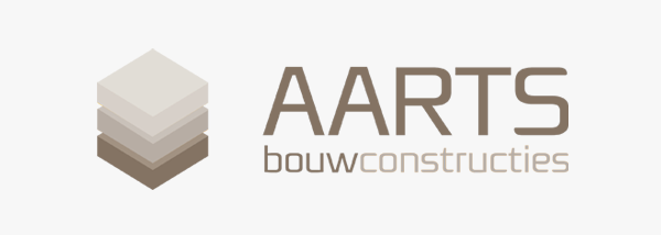 Het logo van aarts bouwconstructies toont een stapeling van blokken op elkaar.