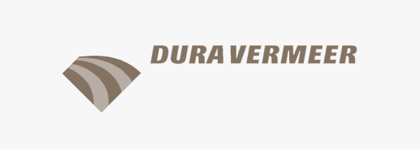 Een logo voor dura vermeer met een diamant in het midden.