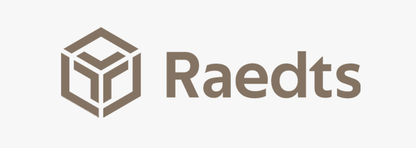 Een logo voor een bedrijf genaamd raedts met een doos erop.