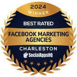 A badge that says 2024 winner best rated facebook marketing agencies