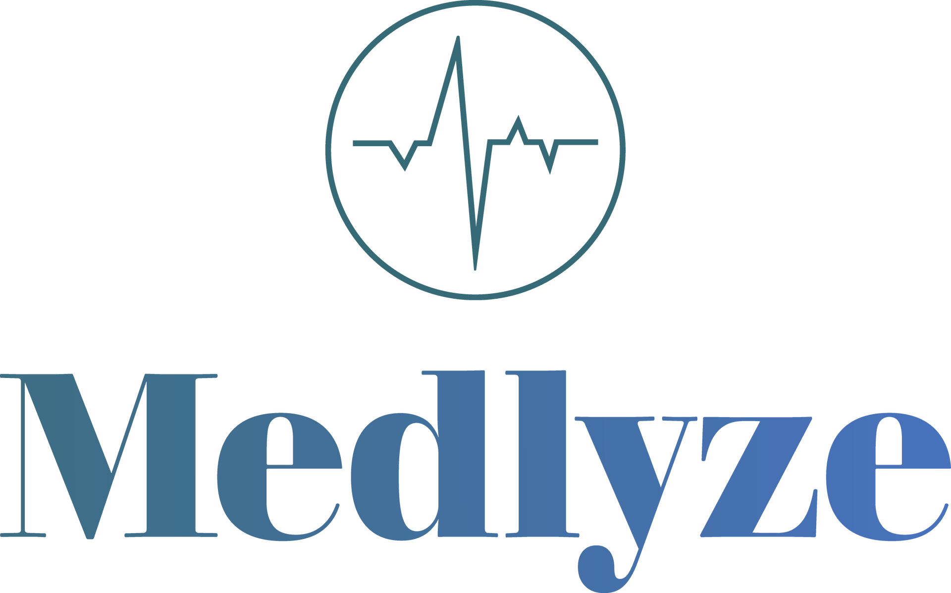 A logo for medlyze with a heartbeat in a circle.