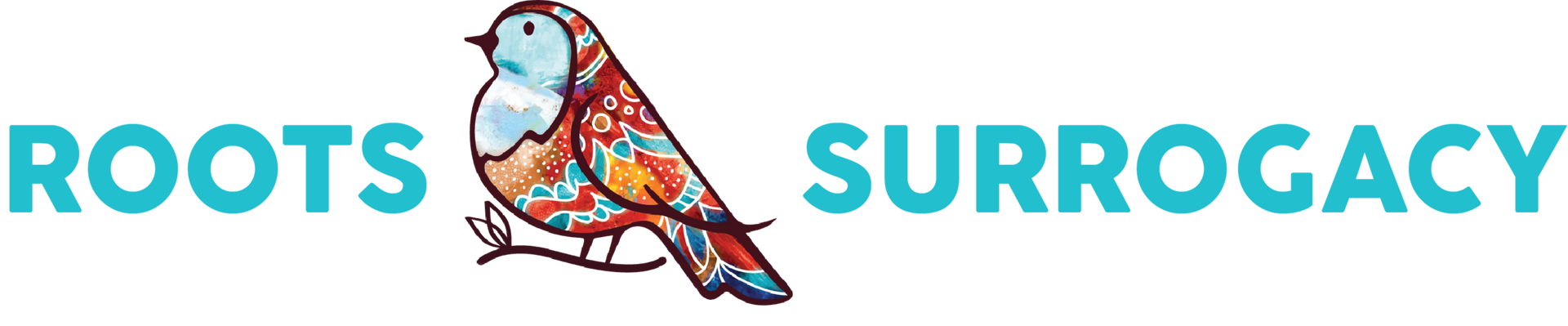 The logo for roots surrogancy has a bird on it.