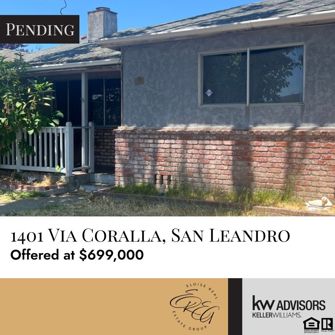 Social media graphic for 1401 Via Coralla (San Leandro) listing
