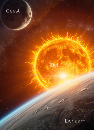 maan, zon en aarde. 