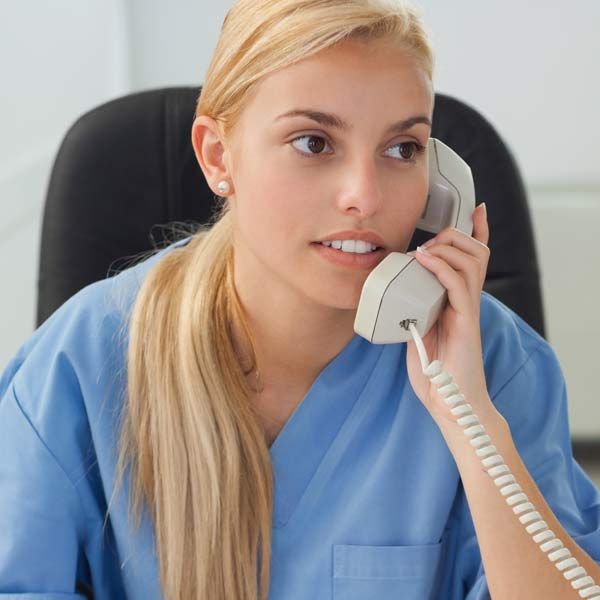 Receptionist on the phone with a caller who is seeking Non-invasive, alternative to Surgery Cosmetic Treatments Serving Patients in Morris Plains, New Jerse,y and Manhatta,n New York
