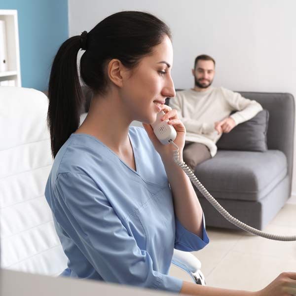Woman contacting Victory Medical Institute for Hair Removal, Rejuvenation, and Regrowth Treatments in Morris Plains New Jersey and Manhattan New York