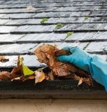 Removing Leaves from Gutter