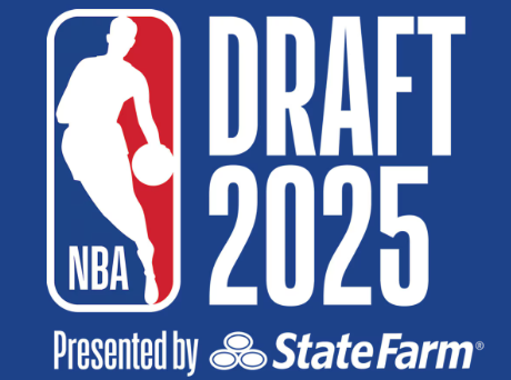 A logo for the nba draft 2025 presented by state farm