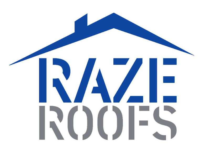 The logo for Raze Roofing LLC is black and gold