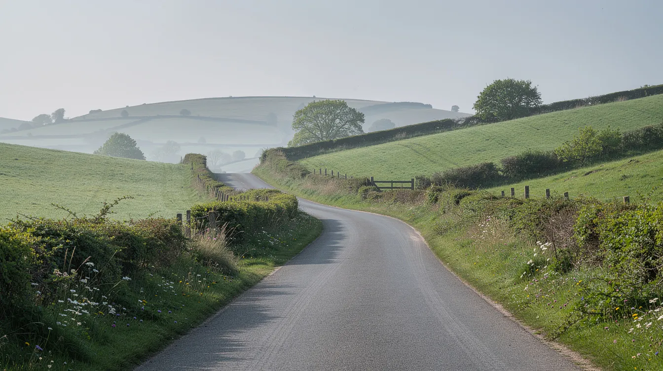A tranquil road meanders through lush green hills in Sussex County, inviting a sense of calm and serenity. This picturesque landscape serves as a reminder of the importance of mental health and the potential benefits of treatments like transcranial magnetic stimulation for managing anxiety symptoms.