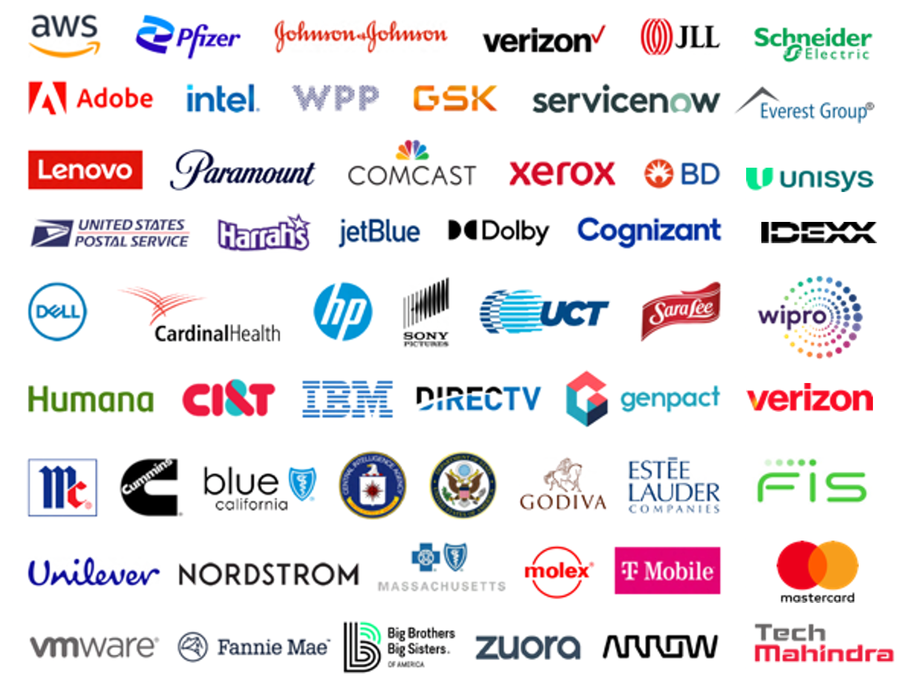 A bunch of logos on a white background