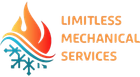 Logo of Limitless Mechanical Services, featuring a flame transitioning to snowflakes; text "Limitless Mechanical Services".