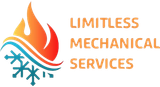 Logo of Limitless Mechanical Services, featuring a flame transitioning to snowflakes; text "Limitless Mechanical Services".