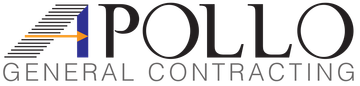 the logo for apollo general contracting is shown on a white background