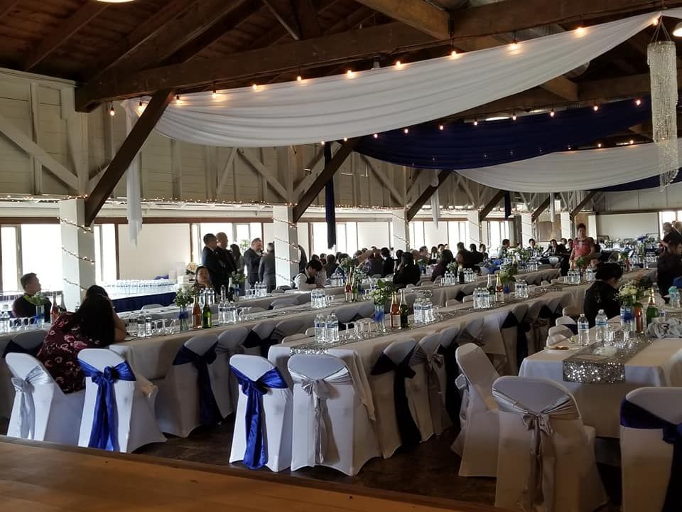 A large room for a wedding reception.