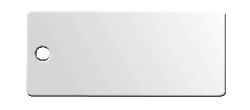White rectangular tag with a hole.