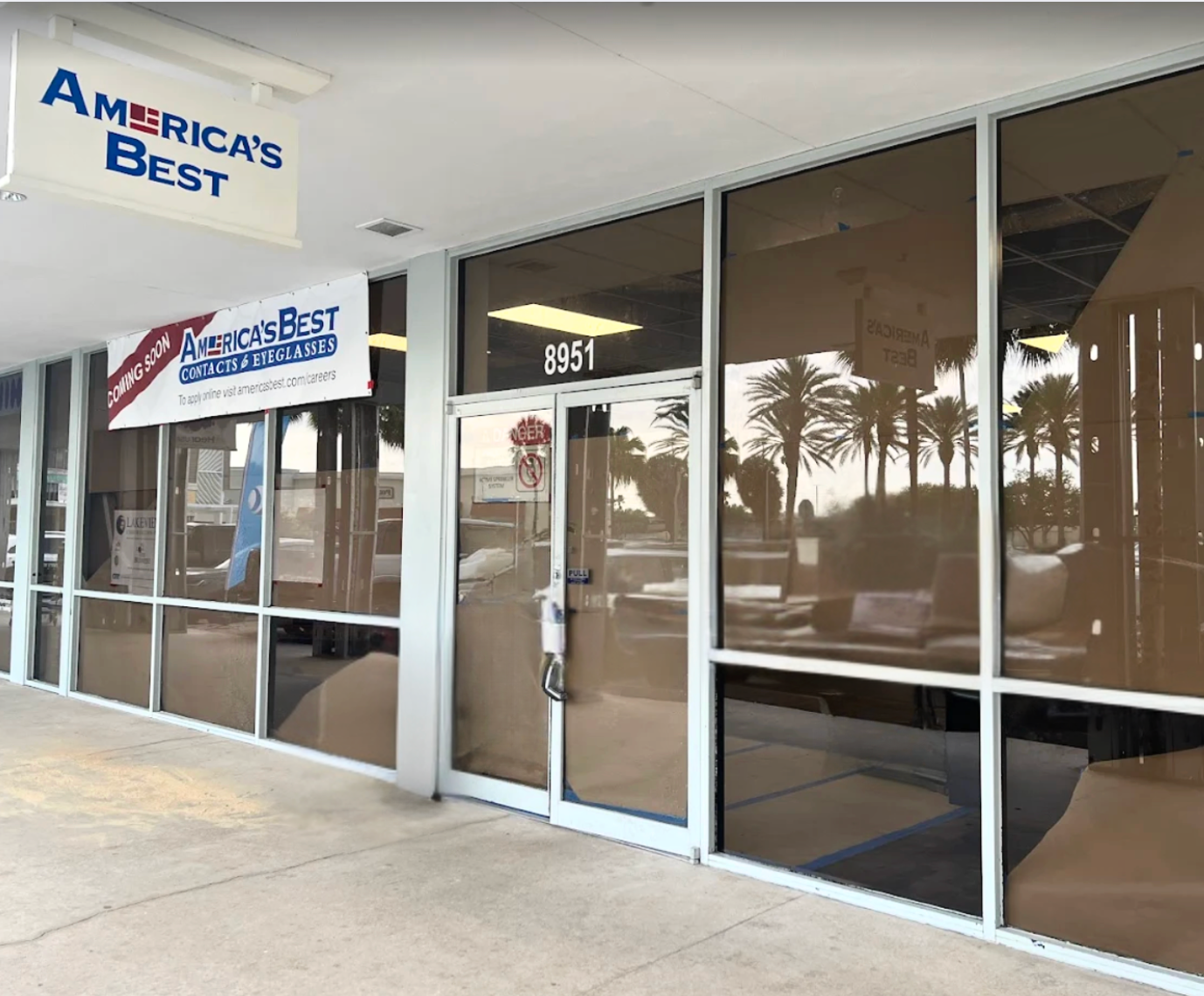 America's Best store front with large glass windows and the number 1351 on the door.