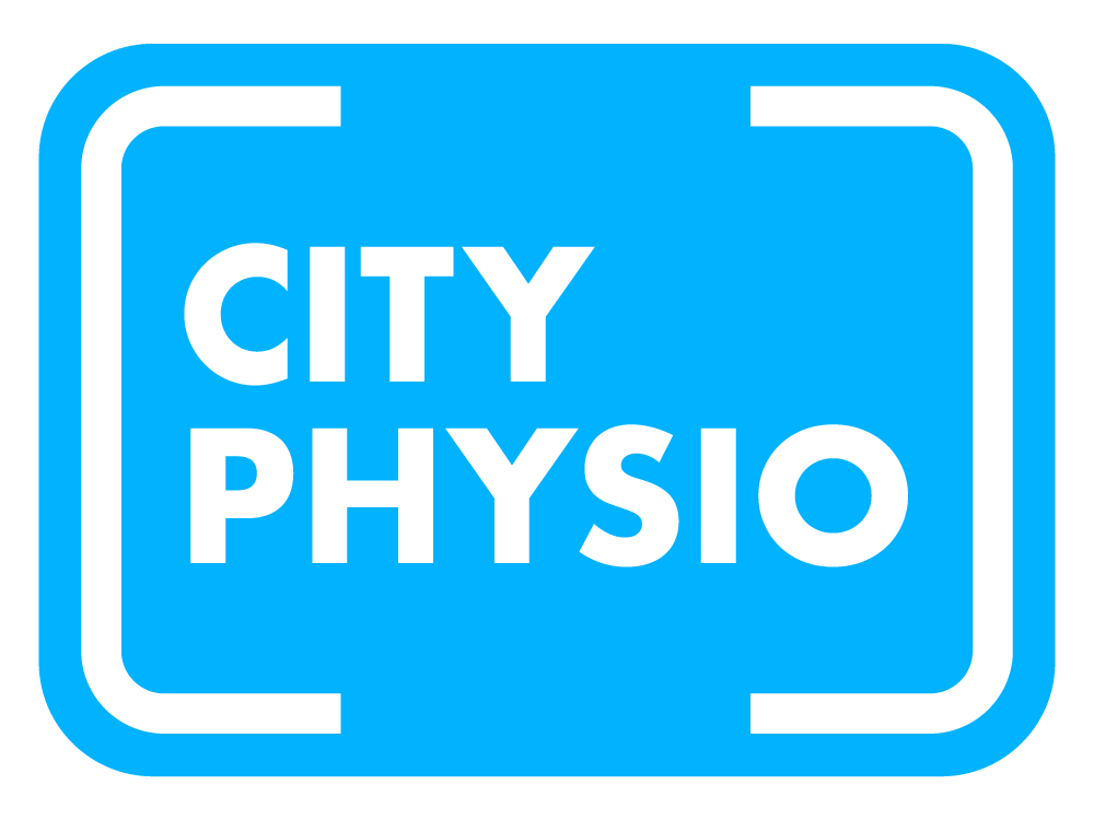 Das Logo von City Physio ist blau und weiß.
