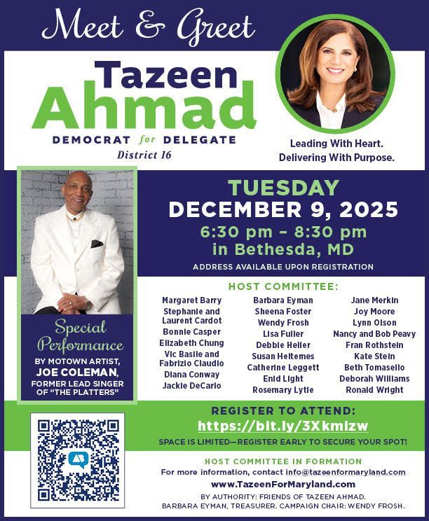 Political flyer for Tazeen Ahmad's 