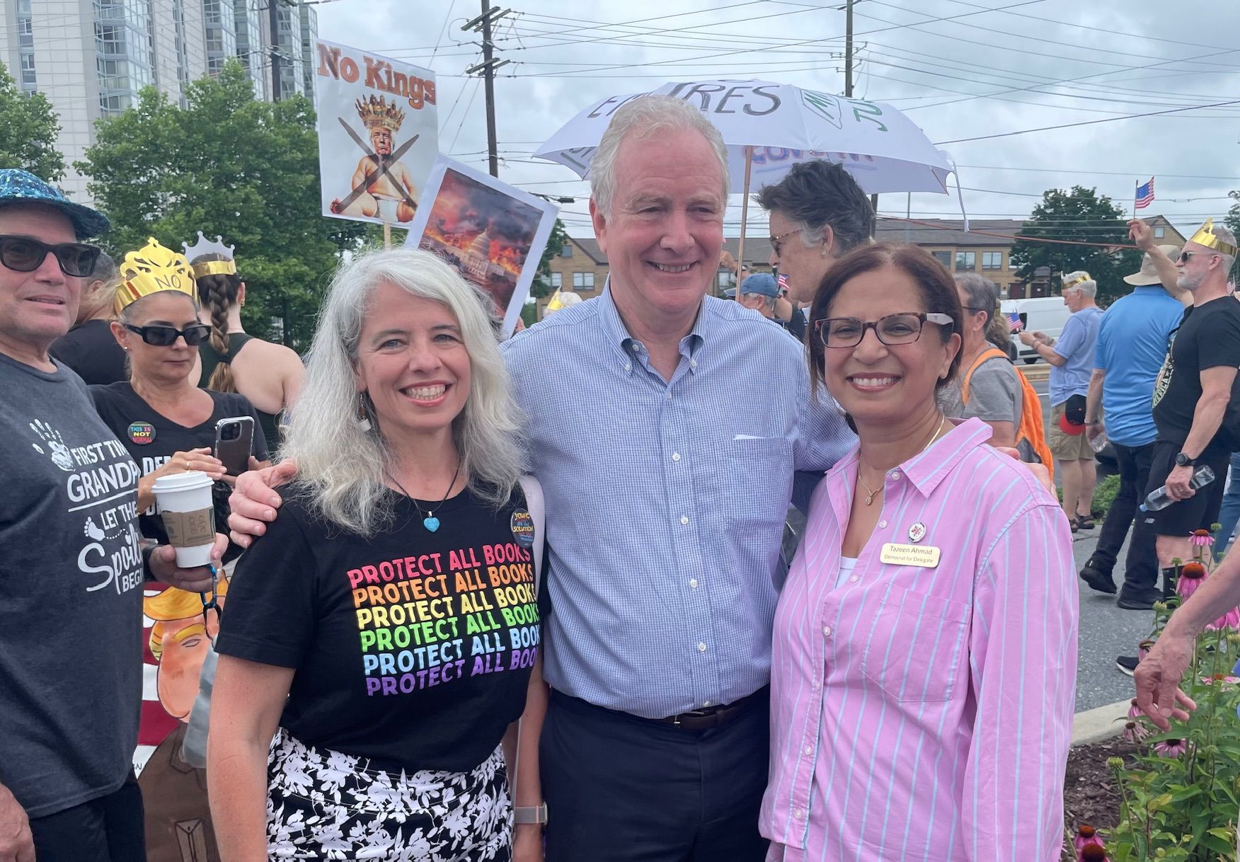 Tazeen Ahmad with Senator VanHollen  at a protest.